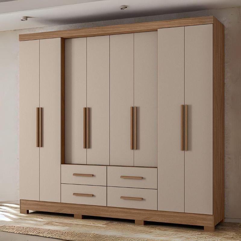 Guarda Roupa Casal 8 Portas 237 Cm San Lorenzo Carvalho Fendi